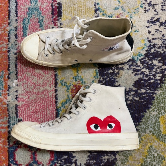 Converse Comme Des Garcons Play Hi White Canvas 70s Men's 10 - Picture 1 of 6